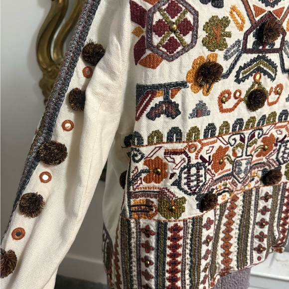 Zara Woman Colorful Boho Embroidered Jacket Small - Picture 5 of 7
